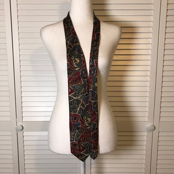 Byerly Court Geometric Classic Wide Silk Mens Necktie - Picture 3 of 4